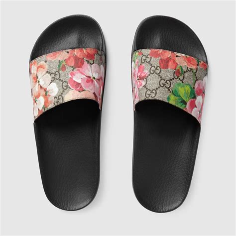 blue flower gucci slides|gucci gg blooms supreme slide.